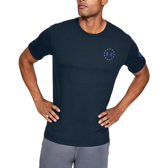 Under Armour Freedom T-Shirt Short Sleeve Blue Men's Size 1352148 408 - Picture 2 of 5